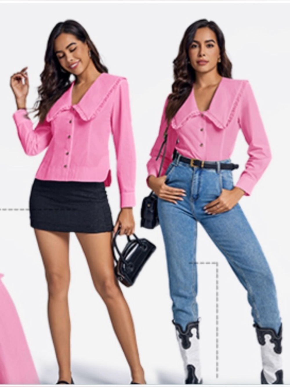 Cicy Bell Womens Button Down Shirt Long Sleeve Babydoll Pink Blouse NWOT Large